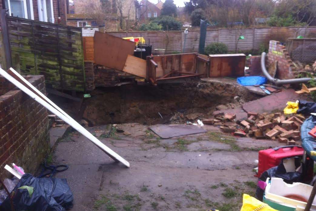 The sinkhole is four metres deep