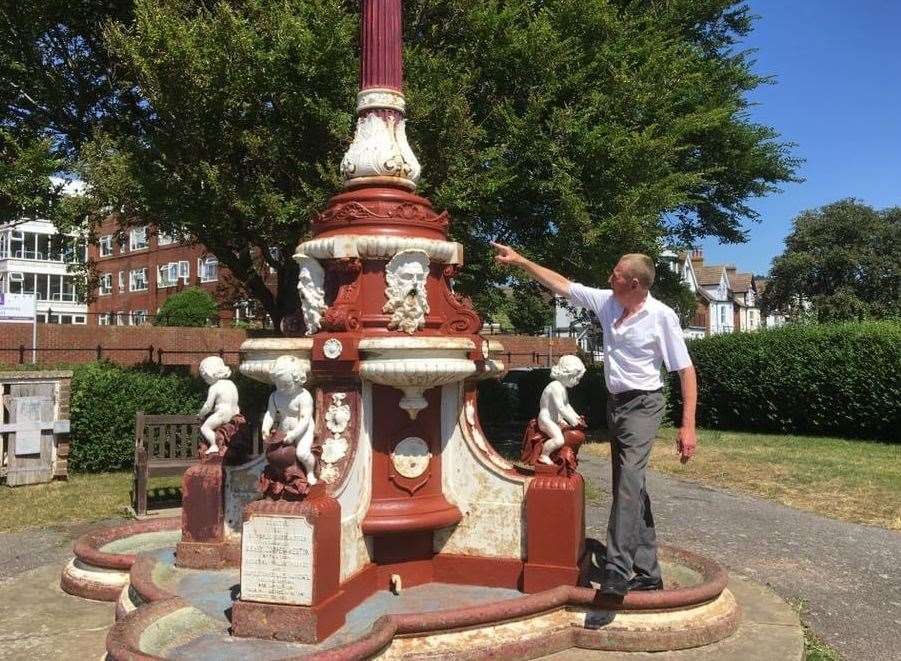 Robert Mouland worked on the Sidney Cooper Weston Fountain to help protect it from further decline. Picture: Cllr Mary Lawes