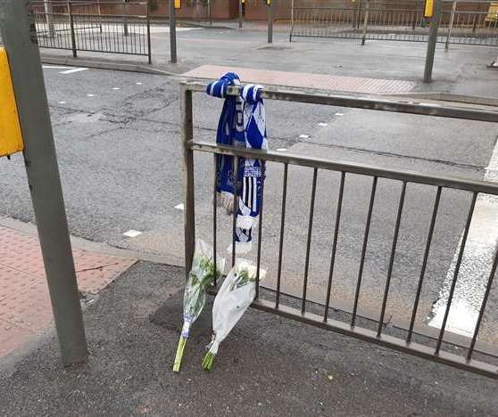 Tributes left for the Gills fan following his death on Four Elms Hill