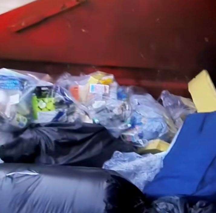 Dunelm has responded to a viral TikTok clip that shows “brand new” bedding and pillows in a bin. Picture: @dumpsterdivinguk1