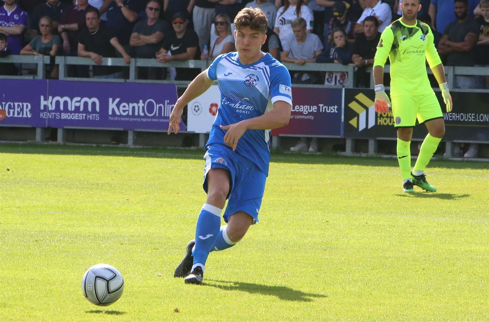 Ex-Tonbridge defender Harry Hudson netted twice for Margate in their weekend win at Wingate & Finchley. Picture: David Couldridge