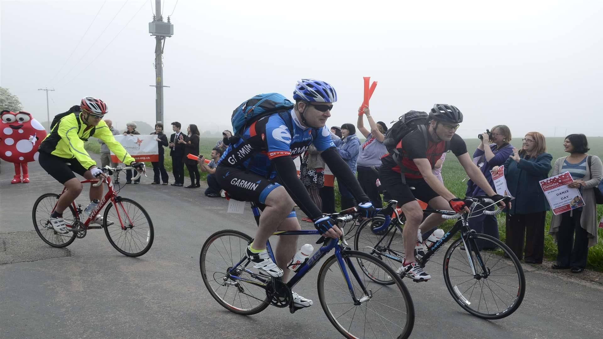 Riders heading towards Sittingbourne during the first leg of the charity's 2014 fundraiser
