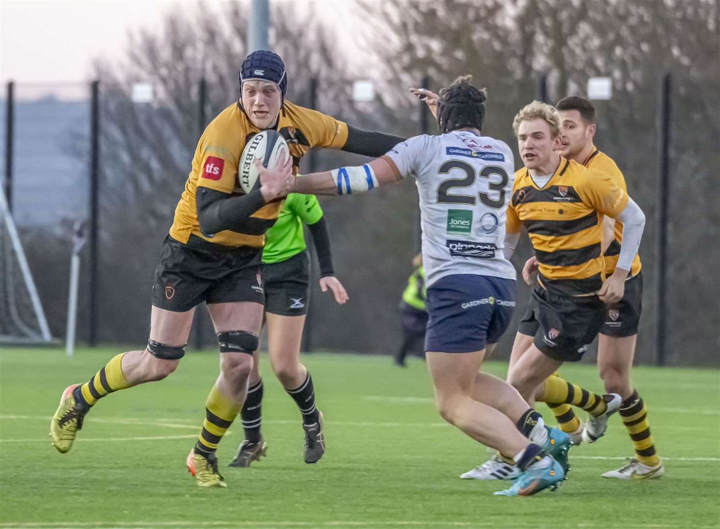 Jesse De Vries gets stuck in for Canterbury against Worthing Raiders. Picture: Phillipa Hilton