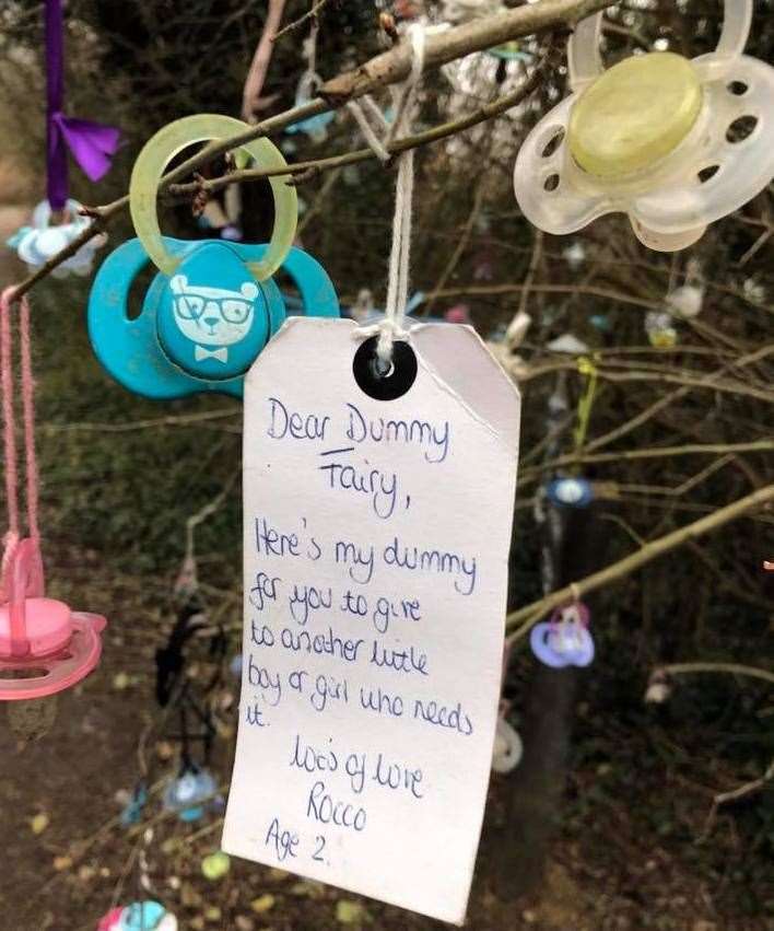 Children left the dummies alongside hand written notes. Picture: Kaz at Mum's the Word Nanny and Childcare Agency