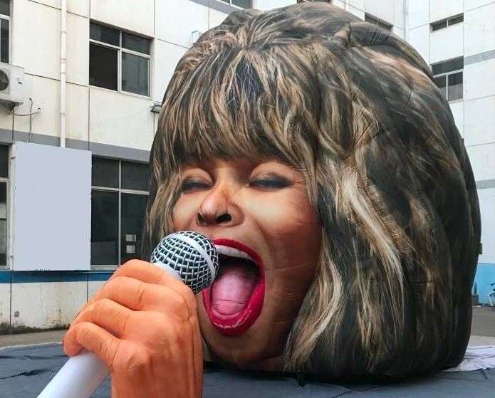 The Tina Turner head sculpture which went on show at Dreamland in Margate