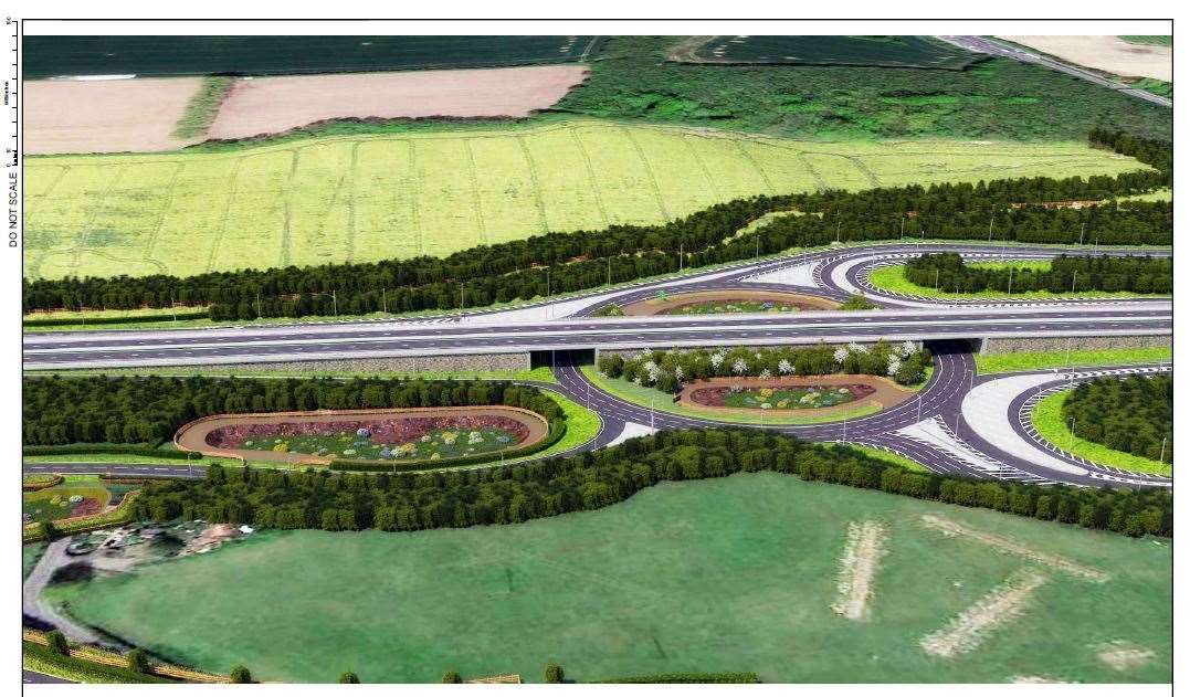 How the new Stockbury Roundabout could look from Oad Street - work on that part of the road scheme is prompting the closure