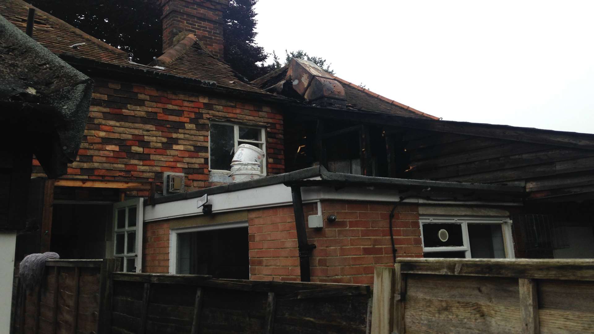 The roof was destroyed in the blaze