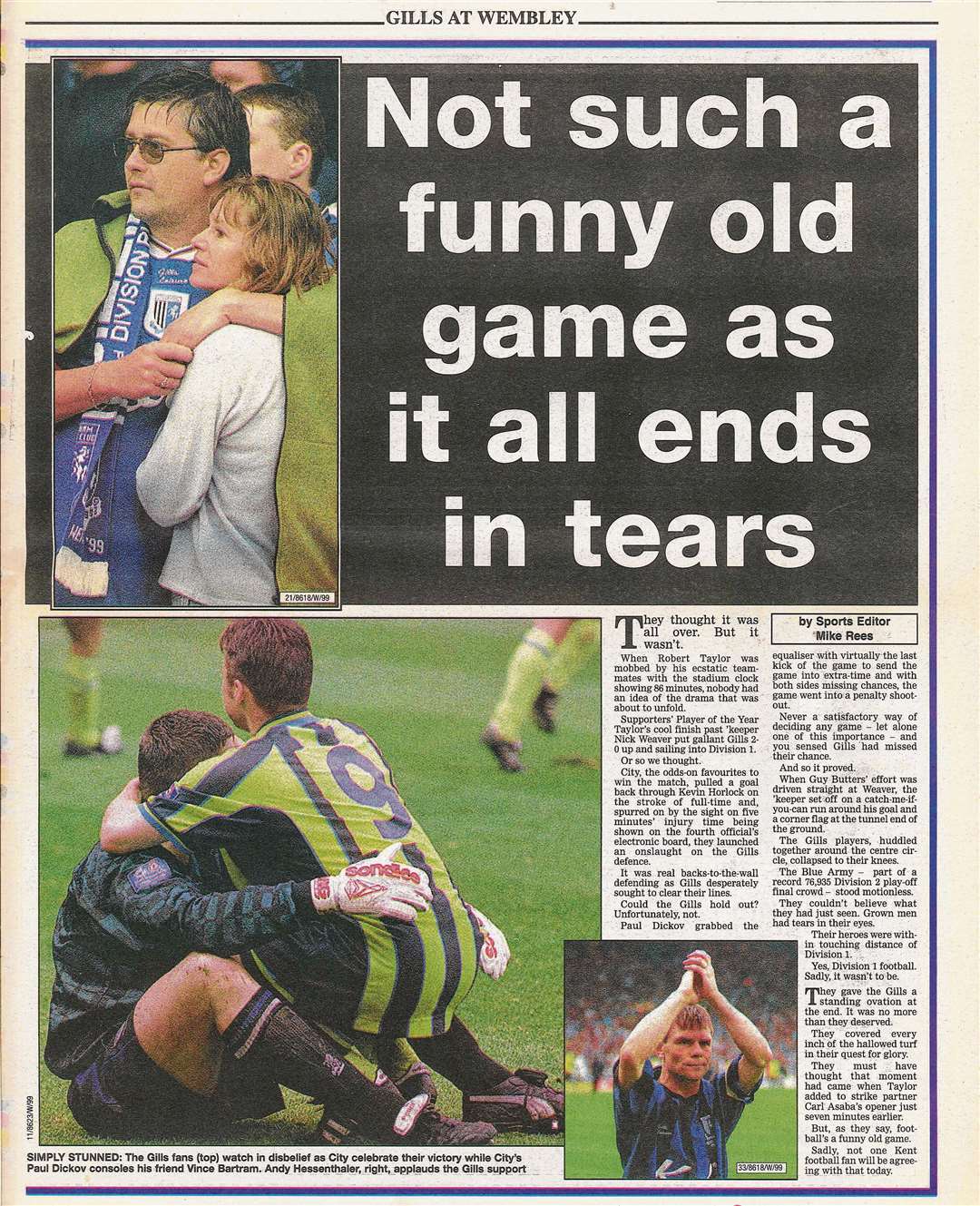 How our daily paper Kent Today reported the game at the time