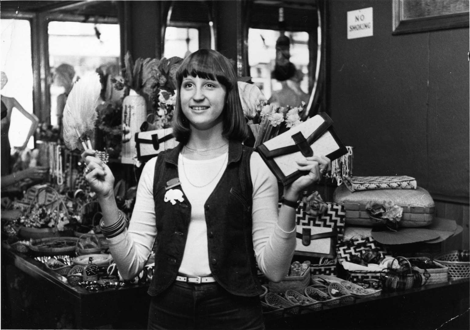 TV presenter Carol McGiffin pictured in the Kent Messenger in a Maidstone boutique, Snob, as a teenager