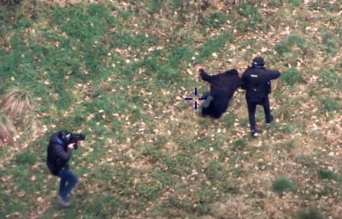 Moments later he surrendered and was surrounded by police. Picture: Kent Police