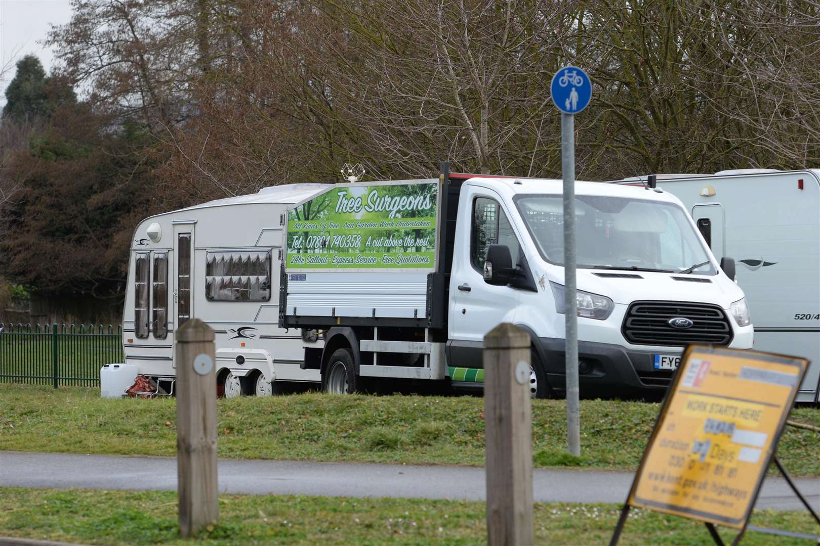 Travellers in Castle Way, Leybourne on Thursday. Picture: Chris Davey... (7498423)