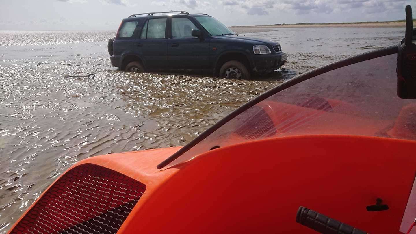 The Honda jeep was stuck in the mud at Pegwell Bay after a volunteer joined the search for missing Lucas Dobson. Picture: Dave Larkins (15560945)