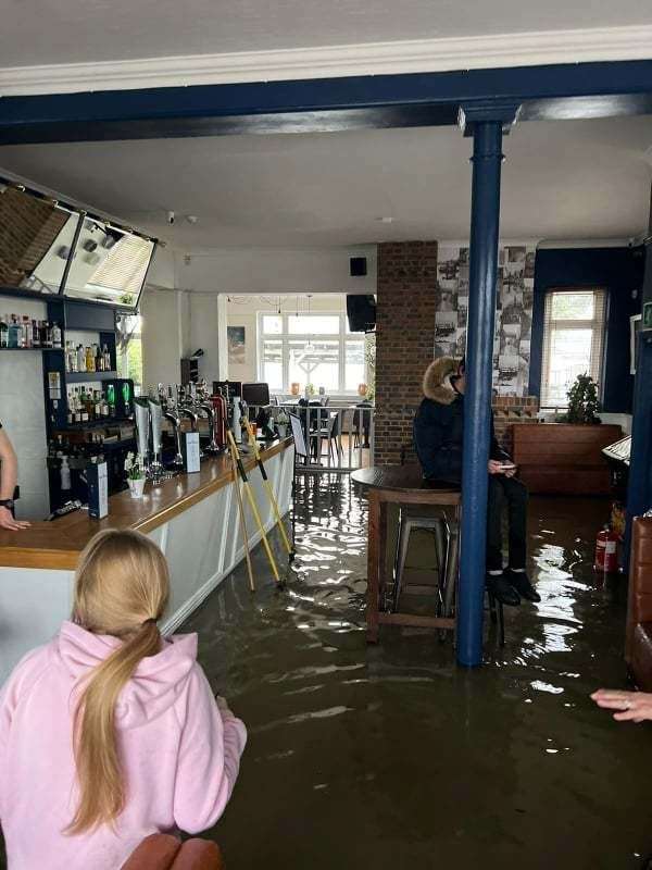 Floodwaters inside the pub. Image from the Boat House