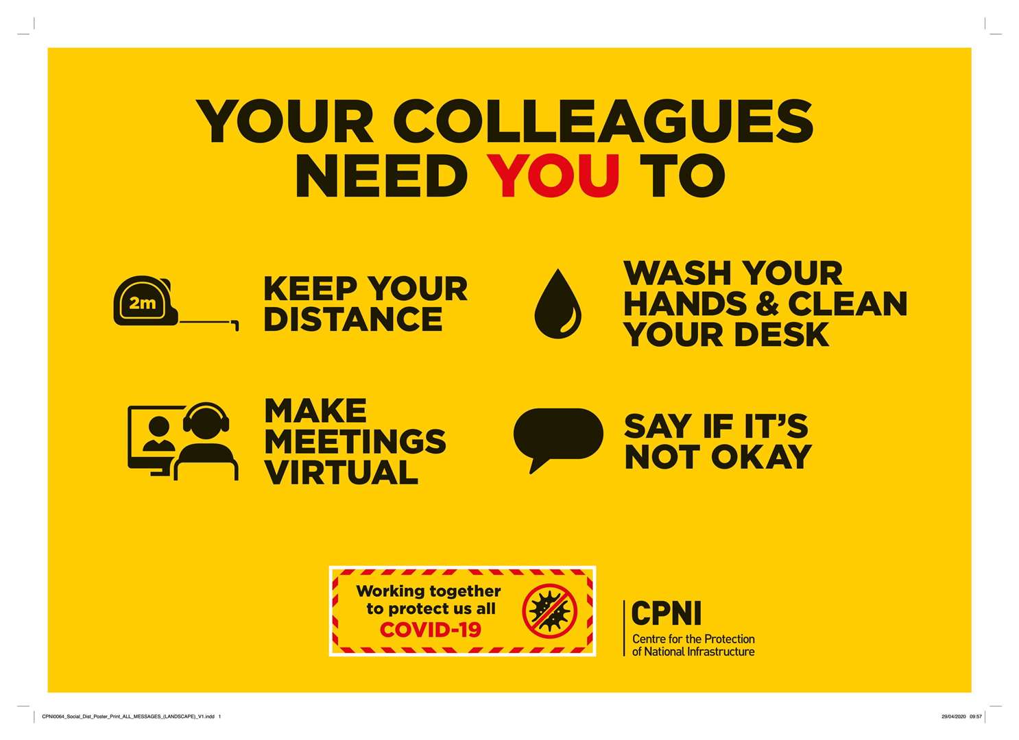 The CPNI's four key messages in the COVID-19 Working Actions Campaign (34947500)
