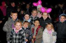 Crowds at Foxley Road's lights switch on