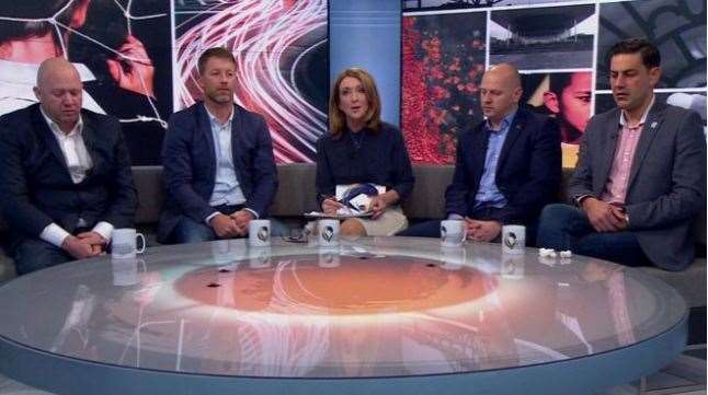 From left Jason Dunford, Steve Walters, Chris Unsworth and Andy Woodward speaking to the BBC's Victoria Derbyshire. Picture: BBC
