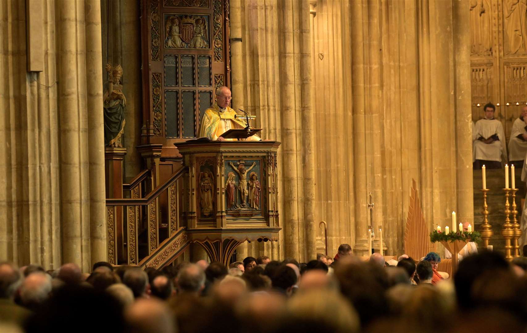 The Christmas Day morning Eucharist service was held at Canterbury Cathedral. Picture: Stuart Brock