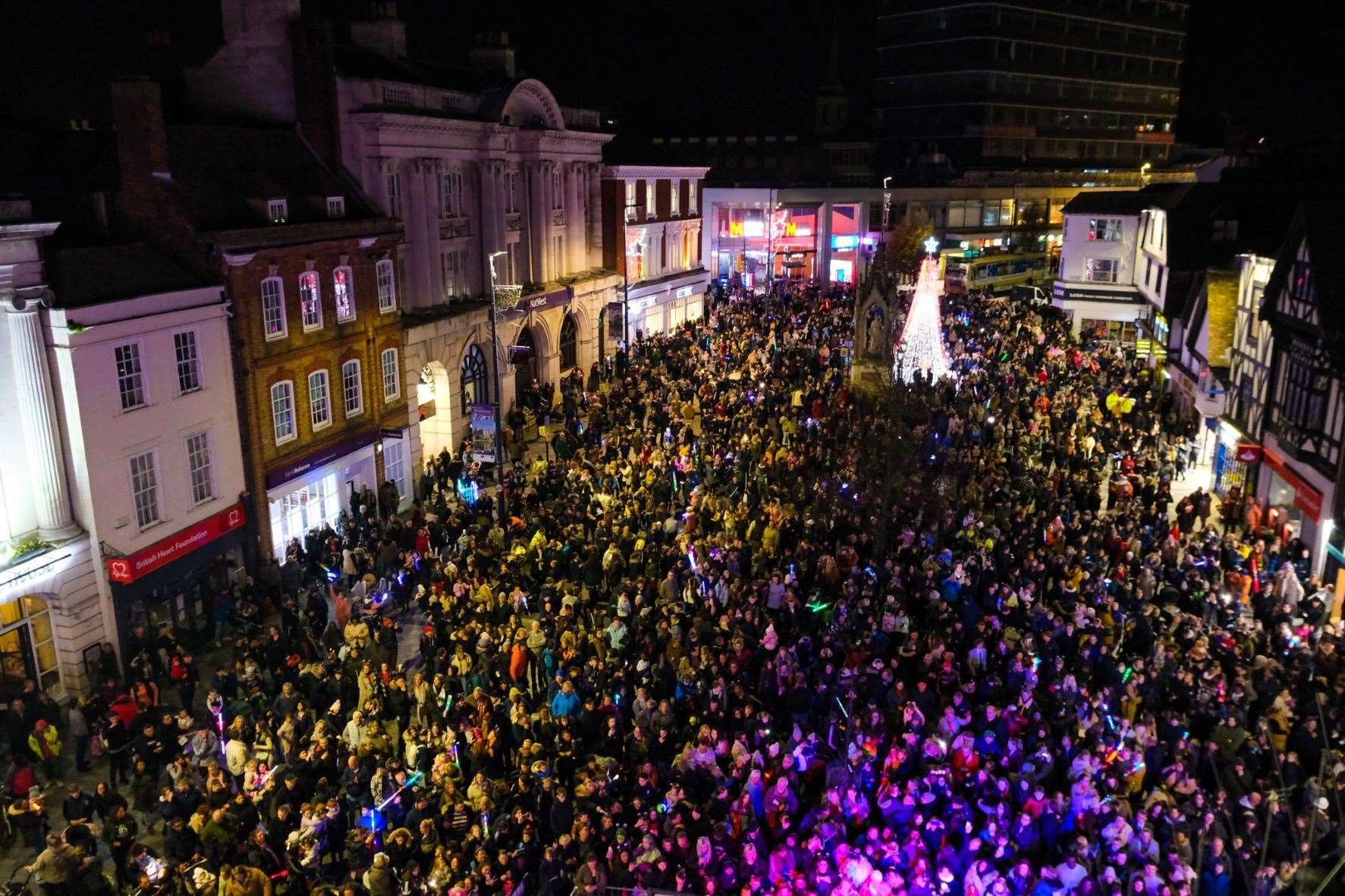 Crowds gathered for the Maidstone Christmas light switch on last week