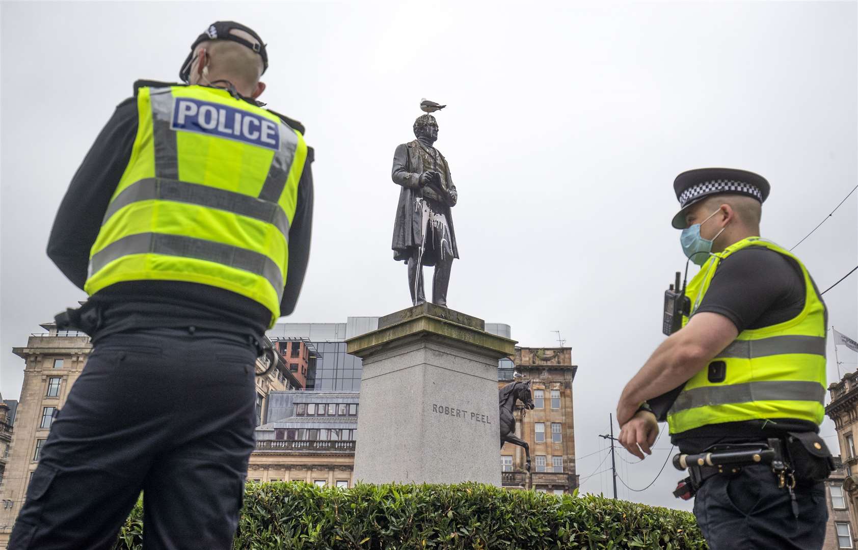 There was a heavy police presence in Glasgow city centre on Saturday (Jane Barlow/PA)