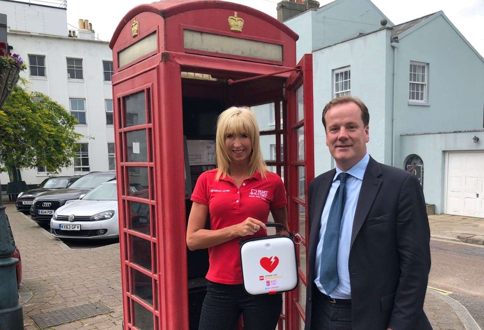 Heartstart's Beverley-Jayne Last with MP Charlie Elphicke who is supporting the project