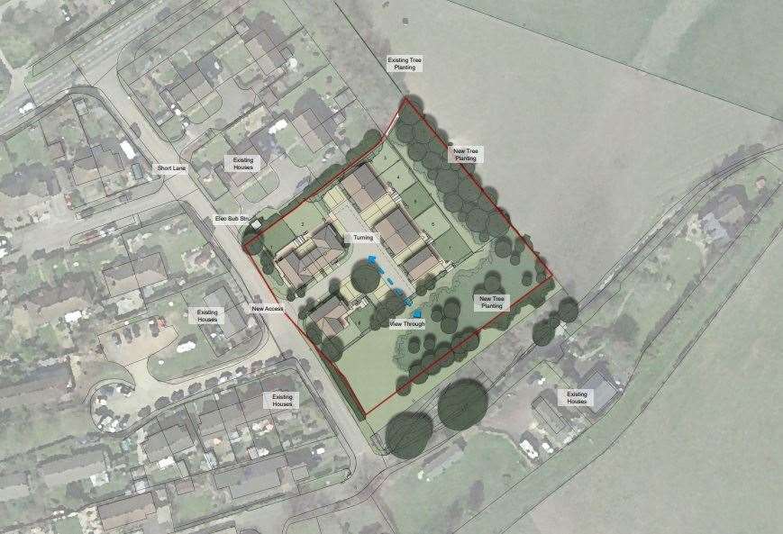 The houses would be built in a field which is currently a grazing paddock for horses. Picture: DDC Planning