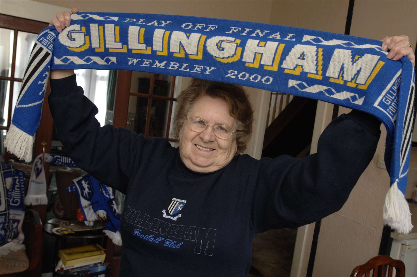 Gillingham fan Pam Tyler pictured several years ago has died at the age of 86 Picture: Grant Falvey
