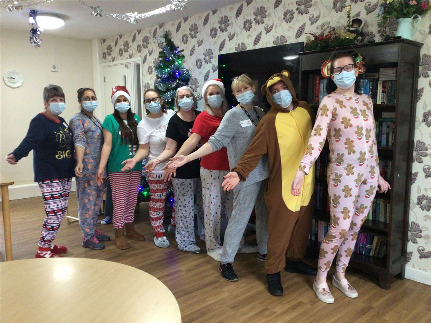 Staff at Edward Moore House Resident Care Home in Gravesend in their PJs