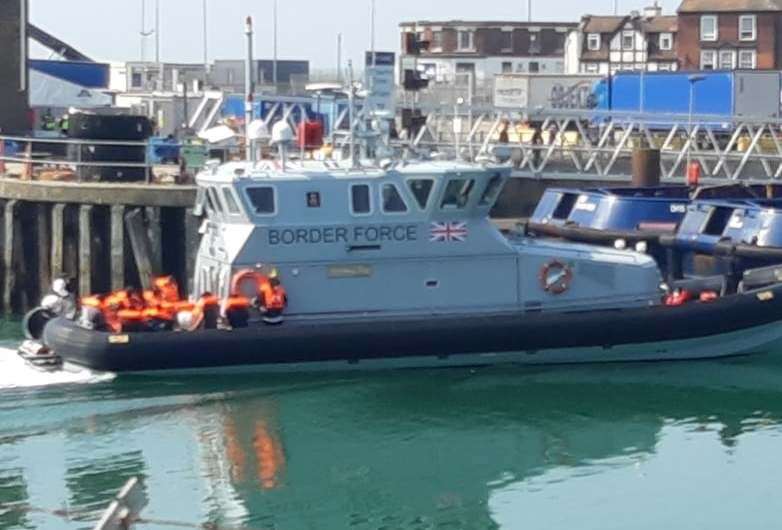 Asylum seekers are brought into Dover Marina in a Border Force Search and Rescue boat. Picture Sam Lennon