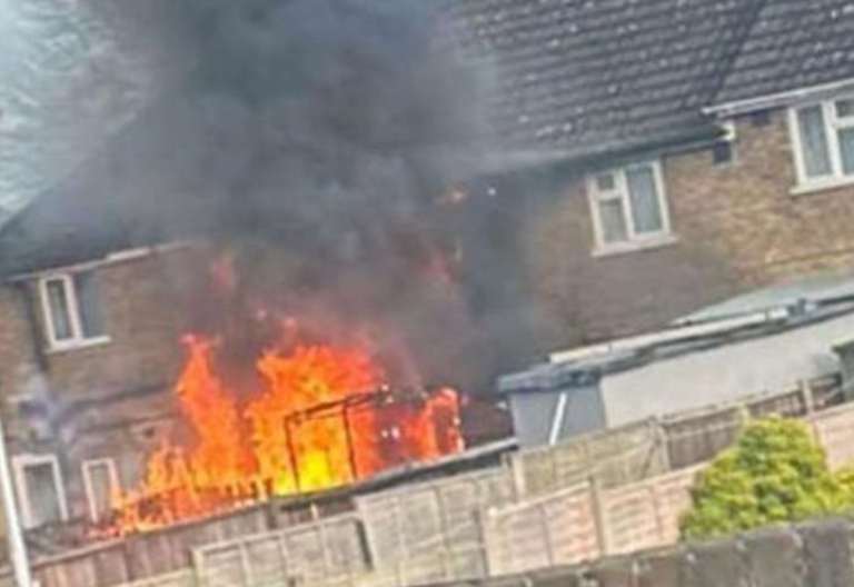 The fire started in a shed in a residential back garden. Picture: Jackie Thompson