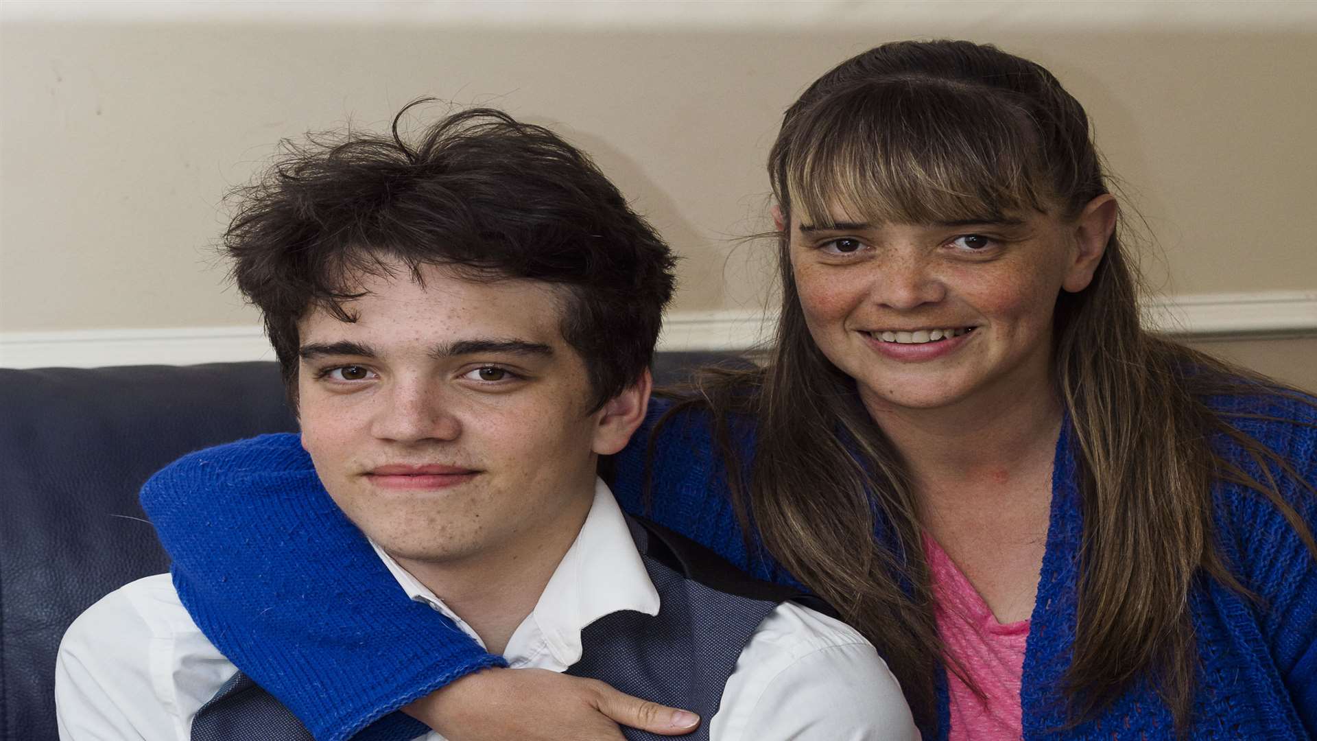 James, pictured with his mother Fiona, is starring in a play at The Hazlitt Theatre about his recovery from a stroke