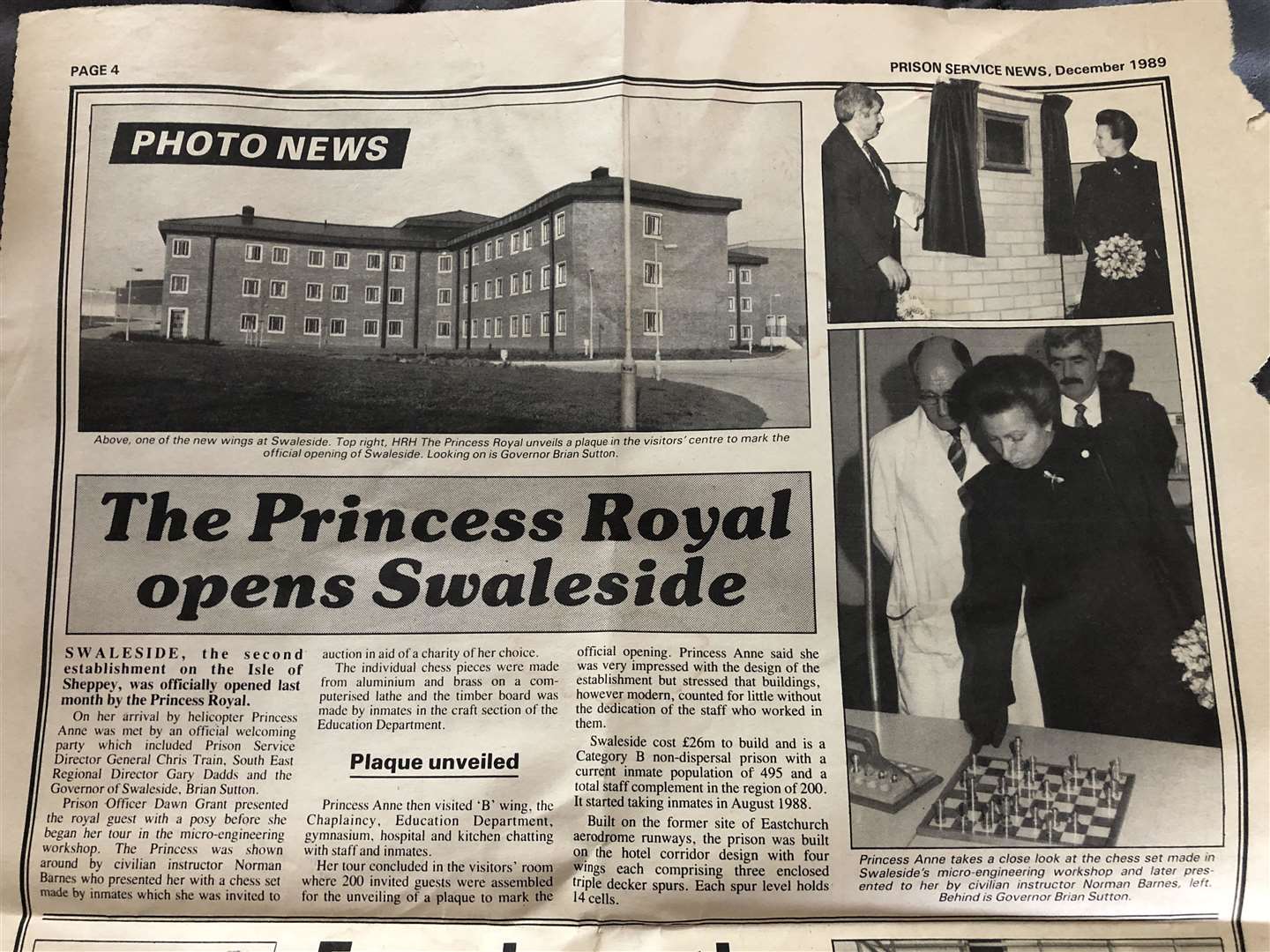 Dawn met Princess Anne when HMP Swaleside first opened, as mentioned in this 1989 article. Picture: Dawn Mauldon