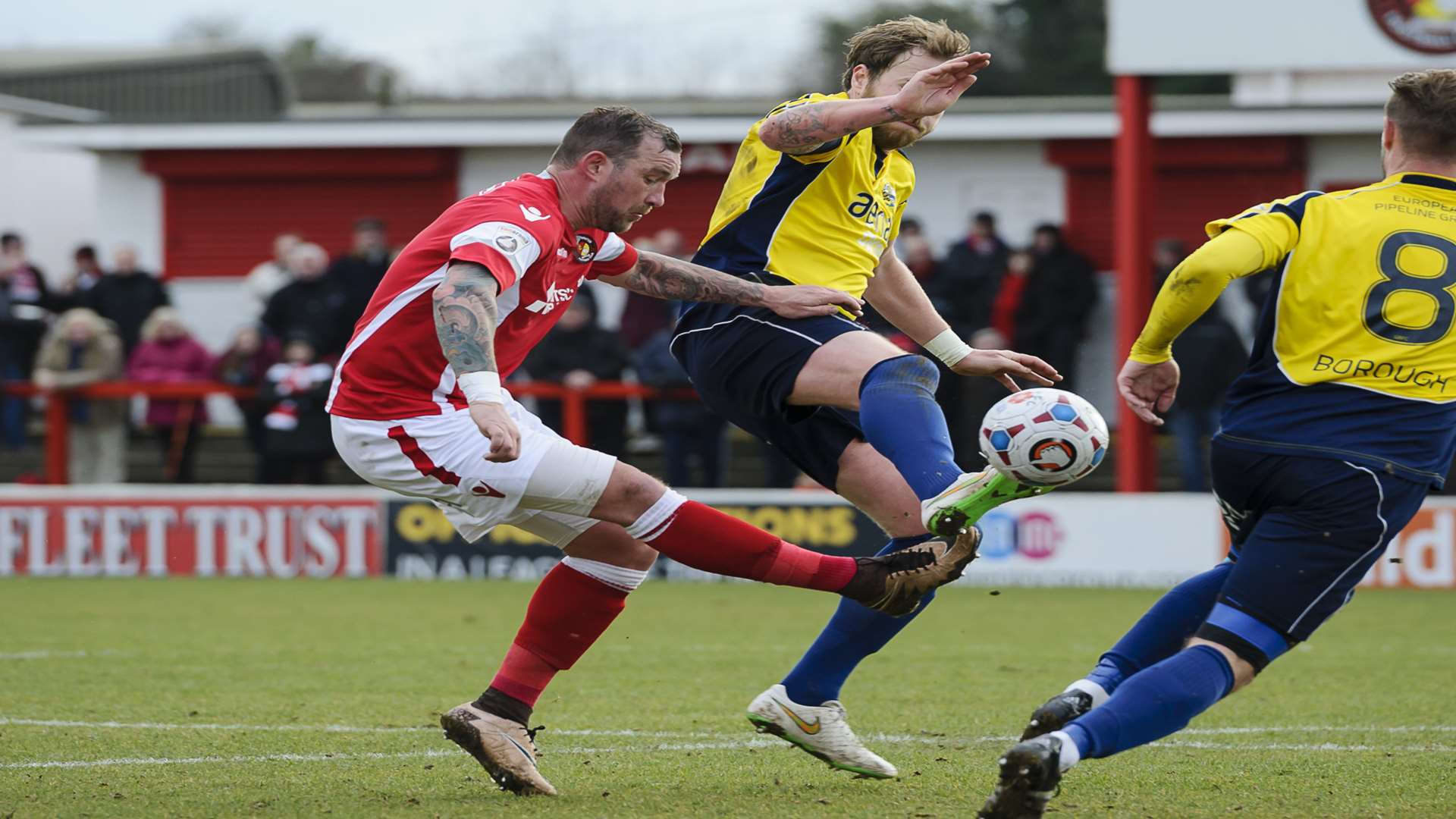 Danny Kedwell battles for possession during Ebbsfleet's win over Gosport Picture: Andy Payton