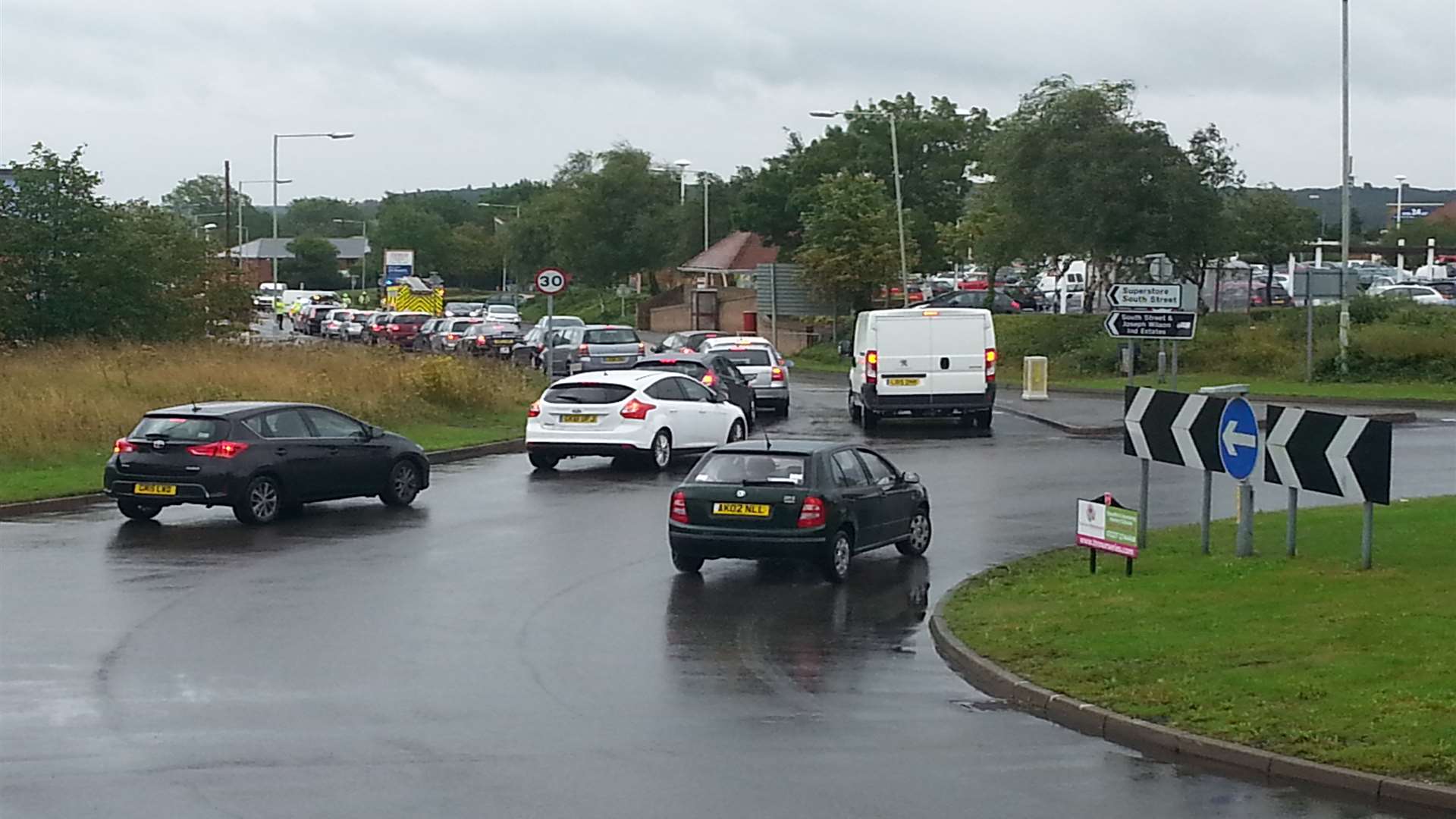 Queues are building around Whitstable Tesco
