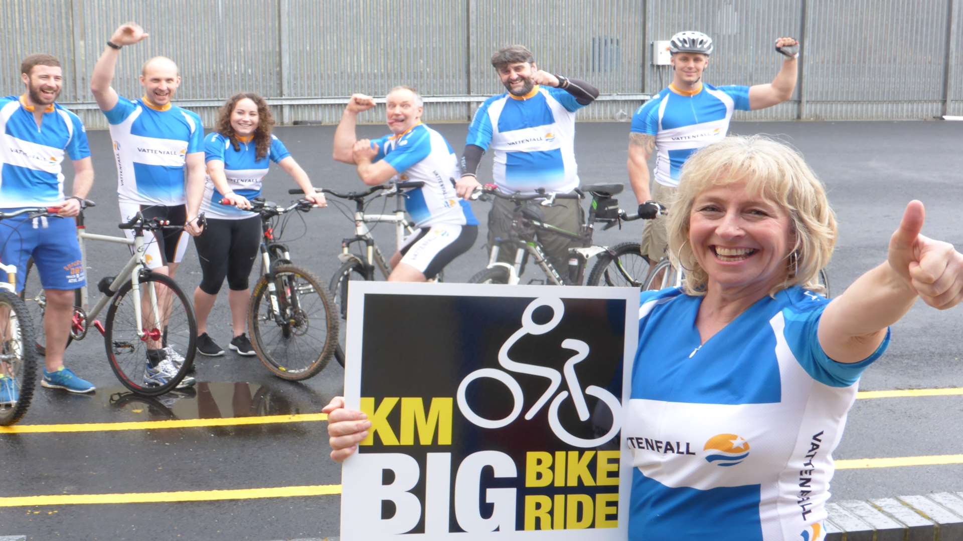 Melanie Rogers and staff at Vattenfall unveil key partnership with the KM Charity Team for the KM Big Bike Ride, staged at Betteshanger Park on Sunday, April 24.