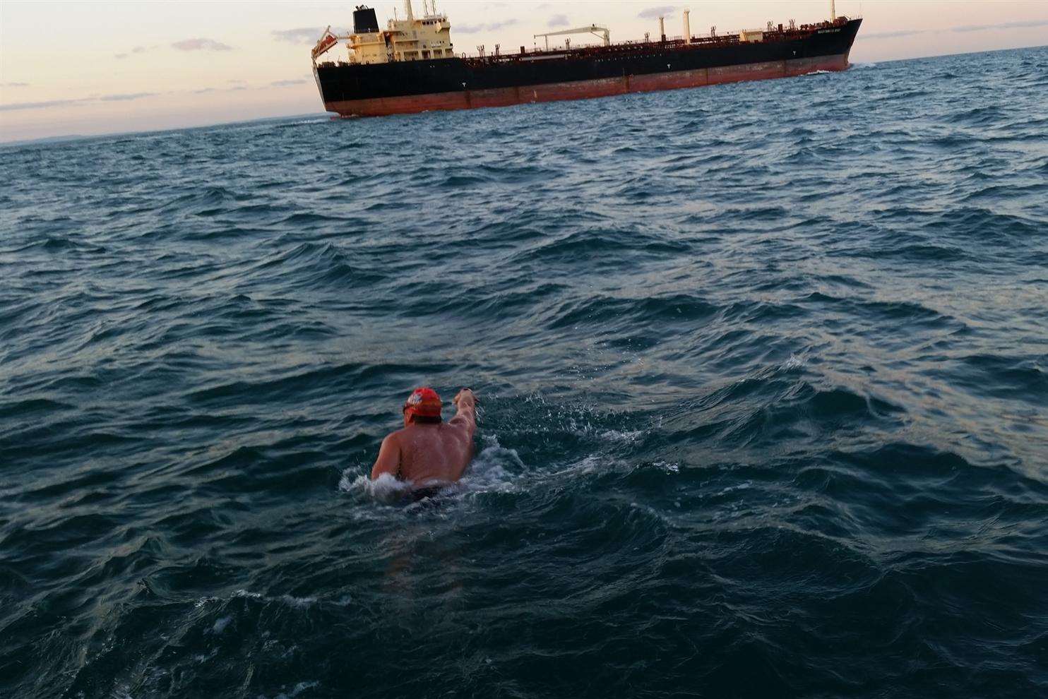 Nick Alford swimming the Channel