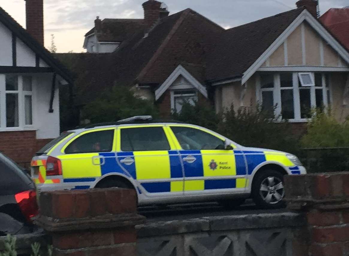 A police car parked up in nearby Phillip Road, Cheriton