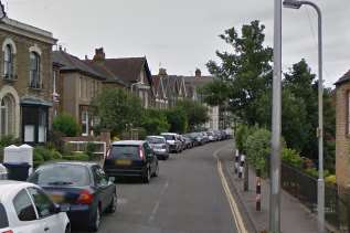 The chimney fell on the roof of a three-storey house in West Cliff, Whitstable. Picture: Google Street View