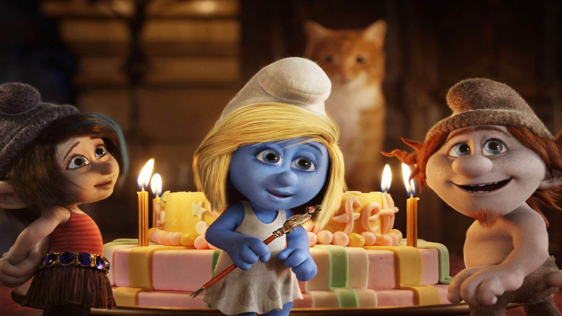 The Smurfs 2 with Christina Ricci as Vexy, Katy Perry as Smurfette and JB Smoove as Hackus. Picture: PA Photo/Sony Pictures UK.