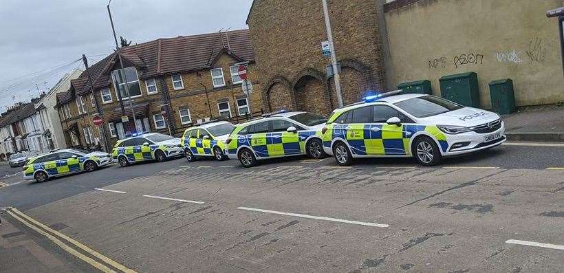At least five patrol cars were seen in Gillingham. Photo by Gareth Packham