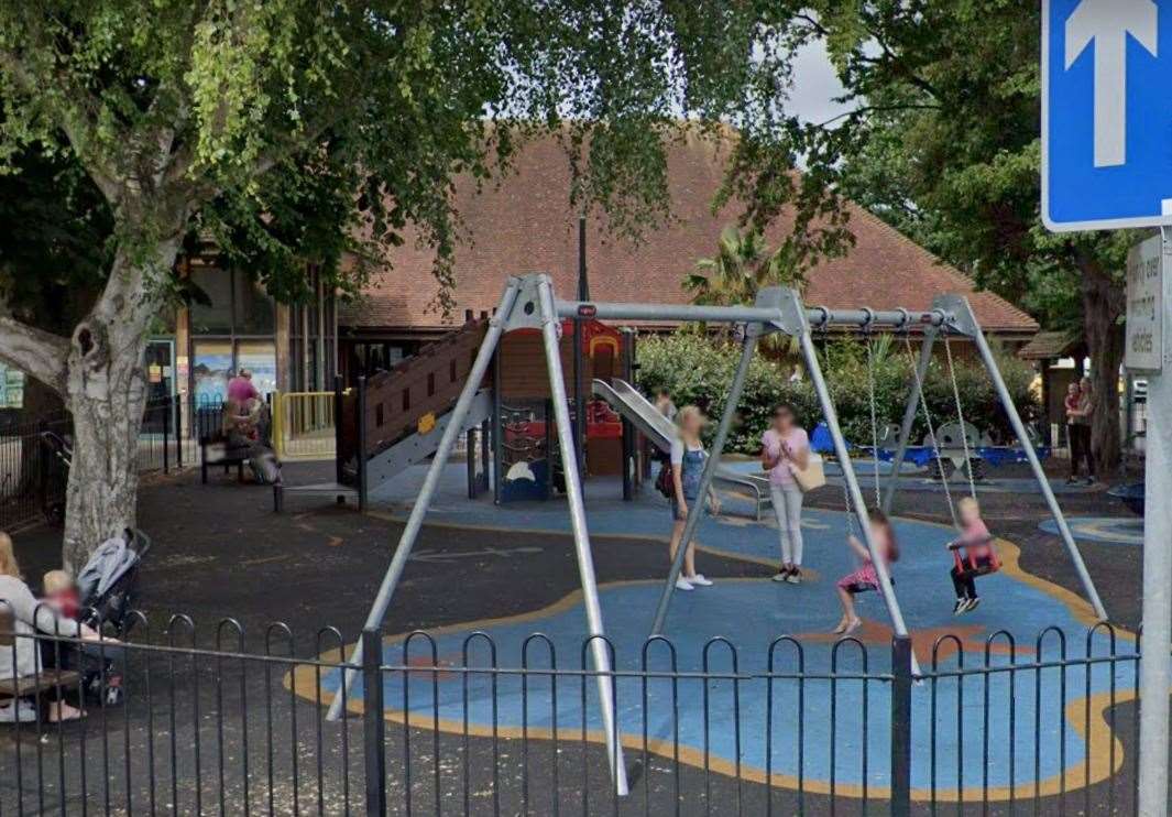 The playground, pictured in July 2021, before the damage. Picture: Google Street View