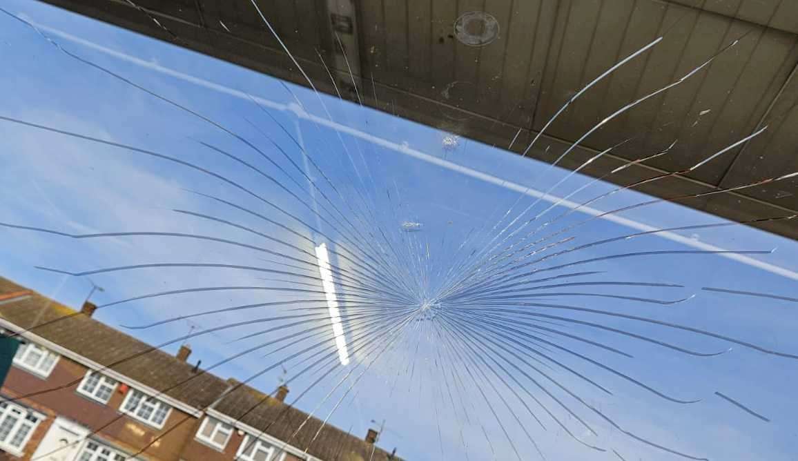 The window of the RSPCA branch in Wells Road, Strood was targeted by thugs. Picture: RSPCA