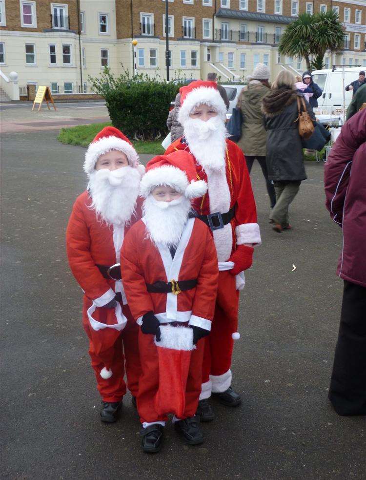 The three Santas who will be sharing sweets and helping at the Christmas Cliftonville Farmers Market. They are the grandsons of organiser June Chadband, Callum and Jordan, both 10 and Samuel, seven