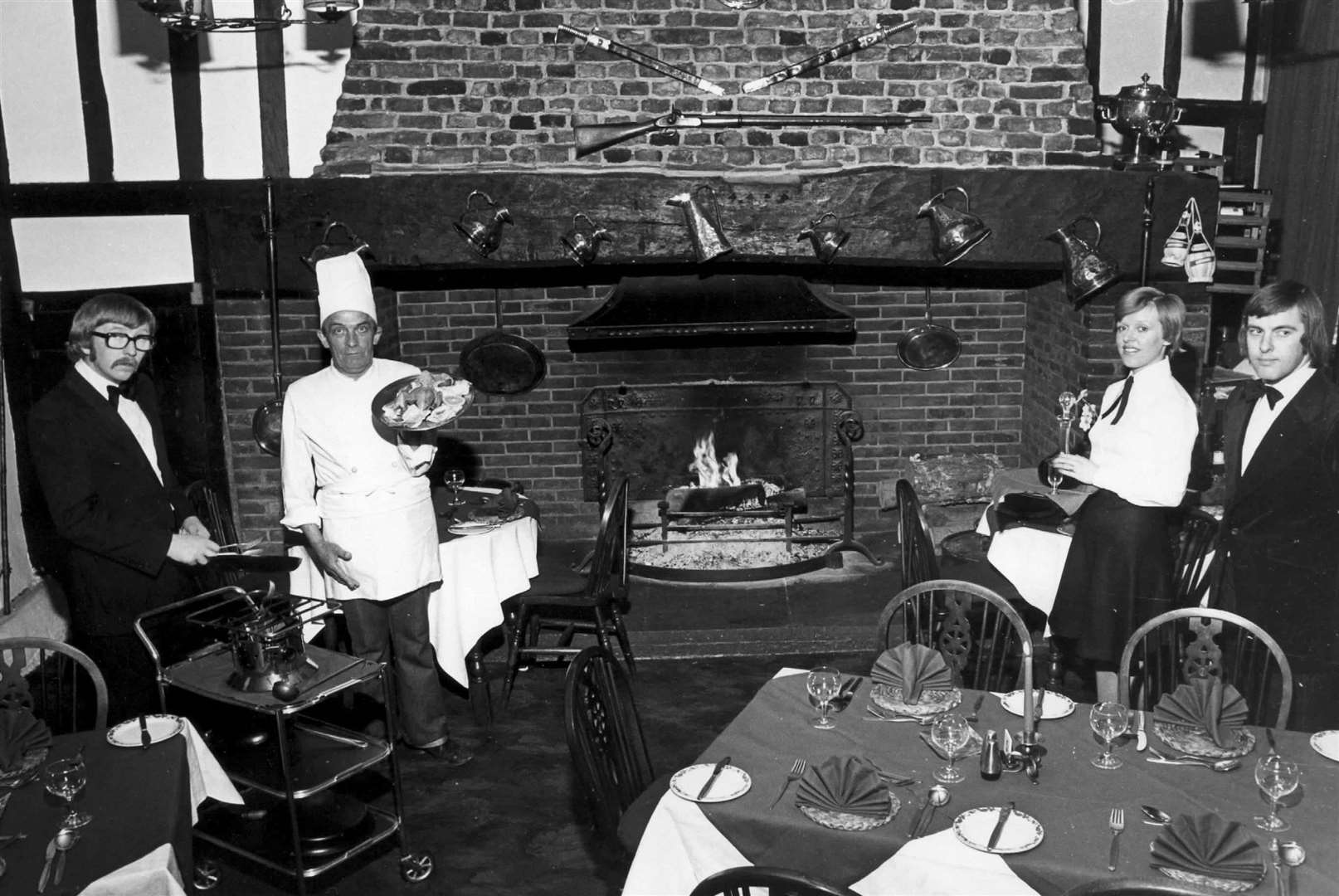 Inside the George Hotel Restaurant at Cranbrook in September 1976