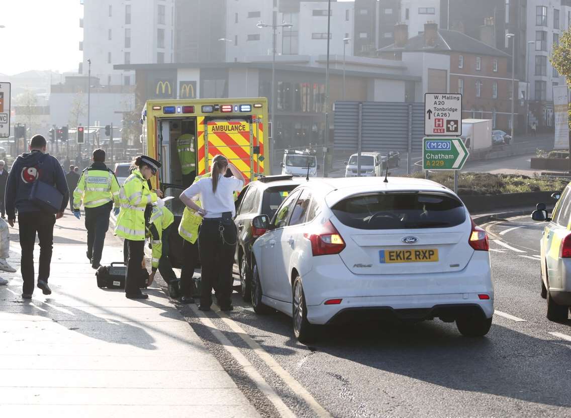 The crash blocked the gyratory. Picture: Matthew Walker