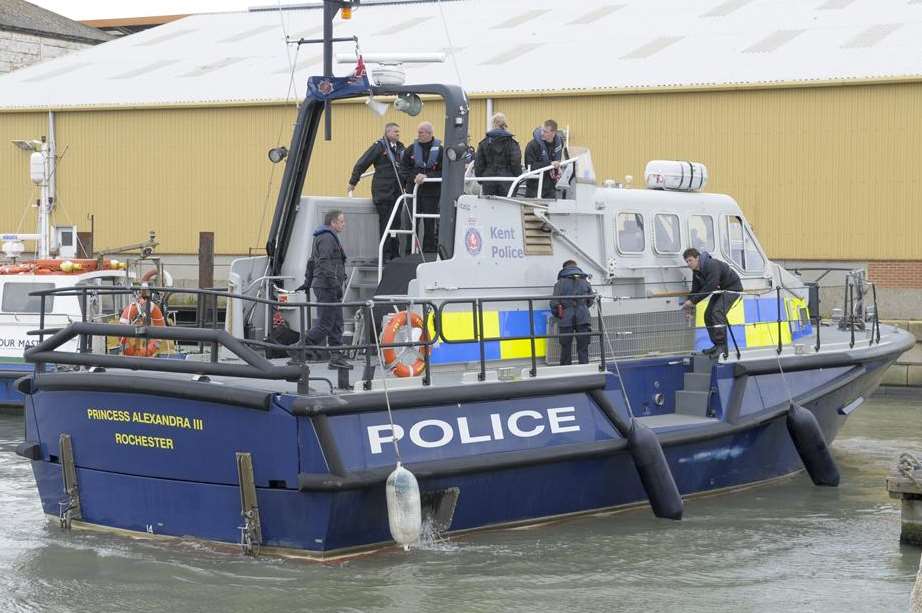 The police boat docks at Sheerness