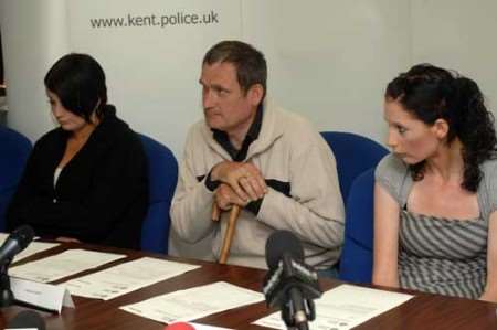 Ashley Dighton's father and two sisters issue their appeal at a press conference at Ashford Police Station. Picture: GARY BROWNE