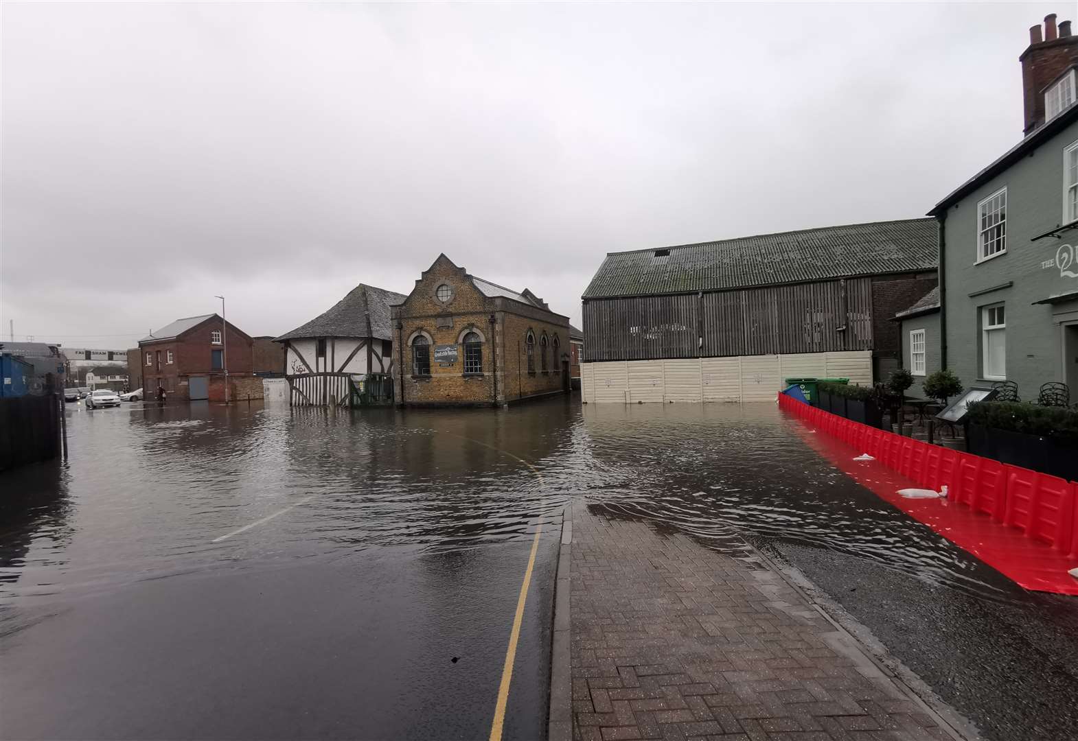 Barriers were placed outside the Quay restaurant in Faversham yesterday