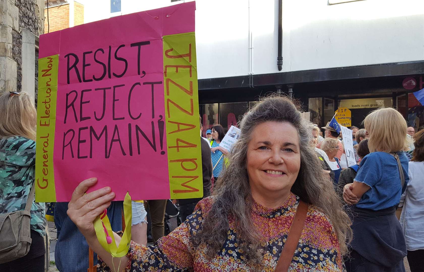 Christine Mackenzie at the protest