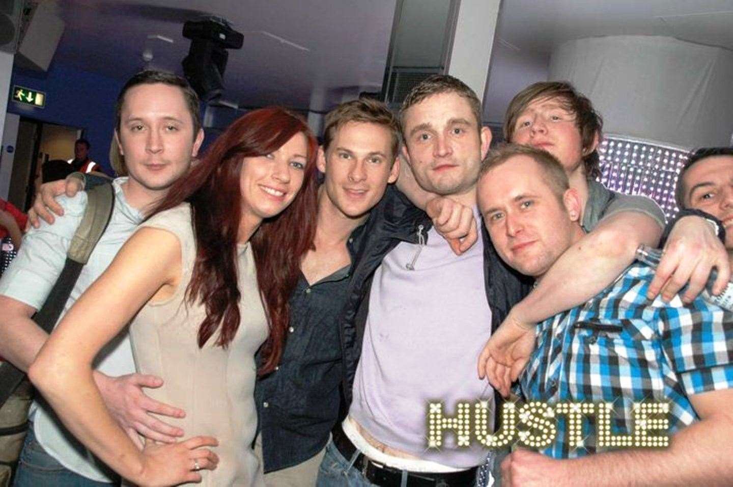 Lee Ryan from Blue with guests at Hustle nightclub in 2011. Picture: Matt Simes / Hustle nightclub