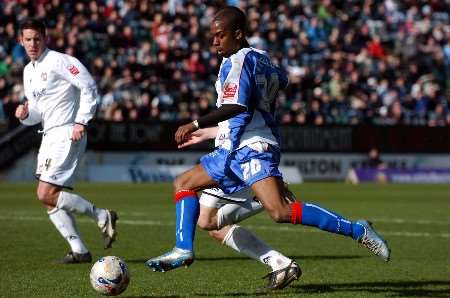 Darren Byfield, who scored the Gills' equaliser, lines up a shot. Picture: BARRY GOODWIN